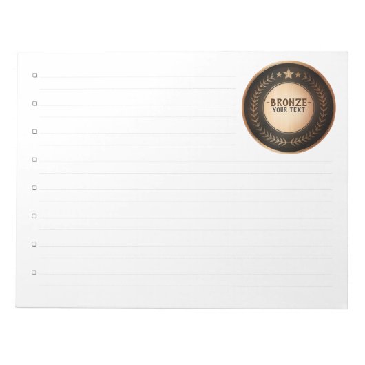 CUSTOM PRINT DIY MEDAL Bronze Champion EDITABLE Notizblock (Vorderseite)