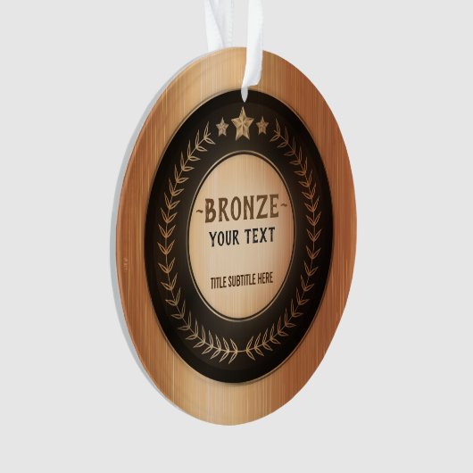 CUSTOM PRINT DIY MEDAL Bronze Champion EDITABLE Ornament (Vorderseite)