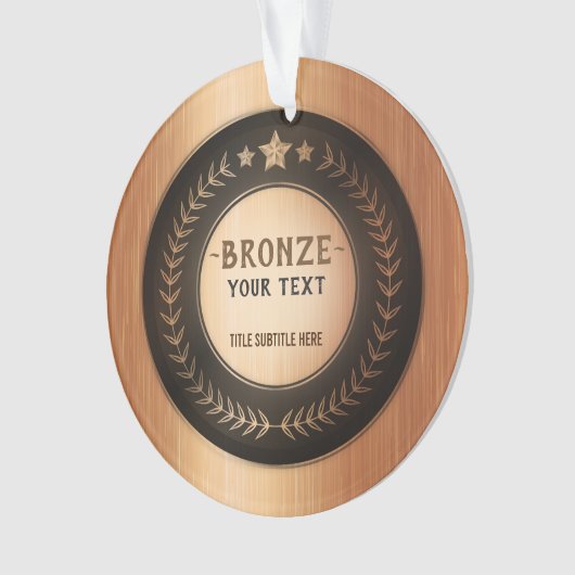CUSTOM PRINT DIY MEDAL Bronze Champion EDITABLE Ornament (Vorderseite)