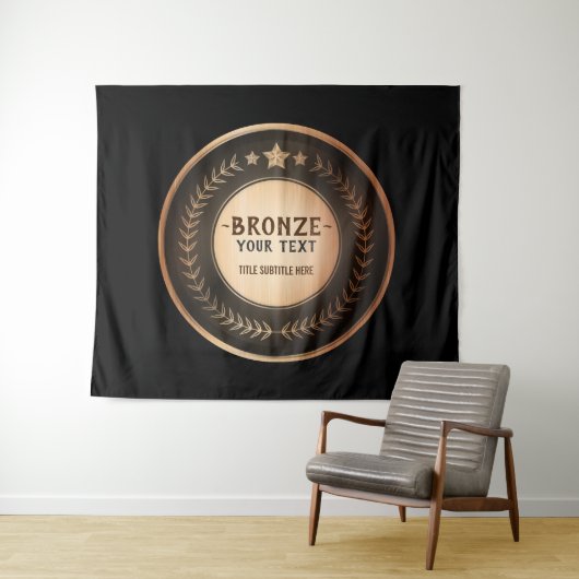 CUSTOM PRINT DIY MEDAL Bronze Champion EDITABLE Wandteppich (Beispiel (Horizontal))