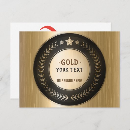CUSTOM PRINT DIY MEDAL Gold #1 ADD YOUR LOGO Edit Ankündigungspostkarte (Vorne/Hinten)