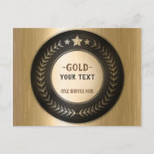 CUSTOM PRINT DIY MEDAL Gold #1 ADD YOUR LOGO Edit Ankündigungspostkarte (Vorderseite)