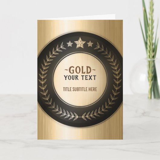 CUSTOM PRINT DIY MEDAL Gold #1 ADD YOUR LOGO edit Dankeskarte (Vorderseite)