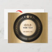 CUSTOM PRINT DIY MEDAL Gold #1 ADD YOUR LOGO Edit Postkarte (Vorne/Hinten)