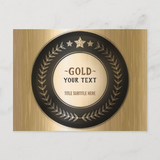 CUSTOM PRINT DIY MEDAL Gold #1 ADD YOUR LOGO Edit Postkarte (Vorderseite)