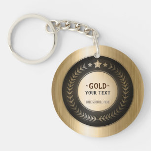 CUSTOM PRINT DIY MEDAL Gold #1 ADD YOUR LOGO Edit Schlüsselanhänger