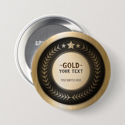 CUSTOM PRINT DIY MEDAL Gold #1 Champion EDITABLE Button (Vorne & Hinten)