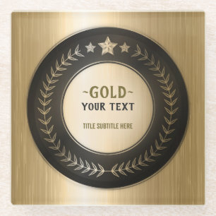 CUSTOM PRINT DIY MEDAL Gold #1 Champion EDITABLE Glasuntersetzer