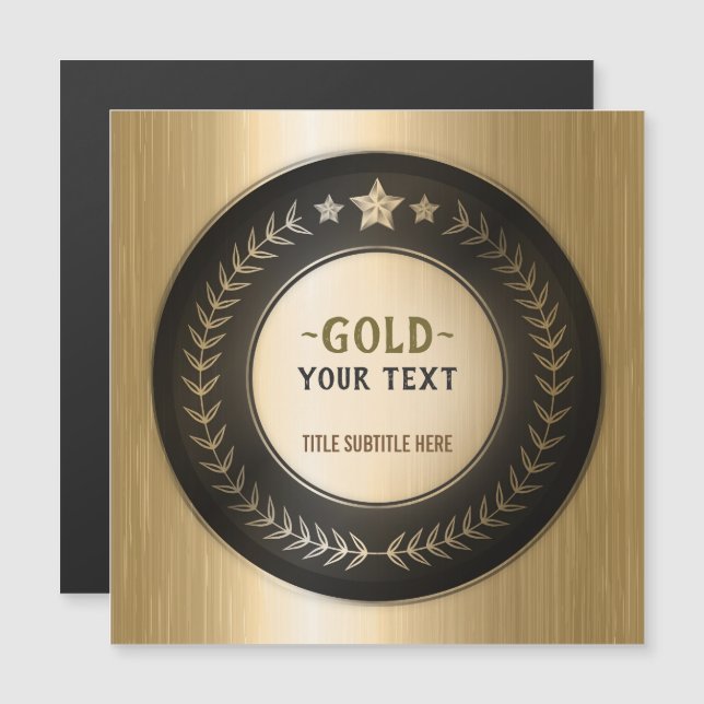 CUSTOM PRINT DIY MEDAL Gold #1 Champion EDITABLE Magnetkarte (Vorne/Hinten)