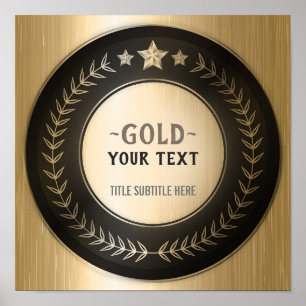 CUSTOM PRINT DIY MEDAL Gold #1 Champion EDITABLE Poster