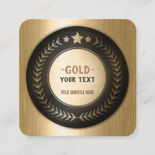 CUSTOM PRINT DIY MEDAL Gold #1 Champion EDITABLE Quadratische Visitenkarte