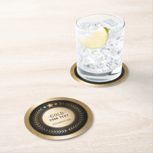 CUSTOM PRINT DIY MEDAL Gold #1 Champion EDITABLE Runder Pappuntersetzer (Vor Ort)