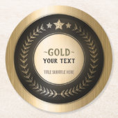 CUSTOM PRINT DIY MEDAL Gold #1 Champion EDITABLE Runder Pappuntersetzer (Vorderseite)