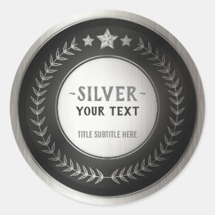 CUSTOM PRINT DIY MEDAL Silbermeister EDITABLE Runder Aufkleber