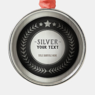 CUSTOM PRINT DIY MEDAL Silver Champion EDITABLE Ornament Aus Metall