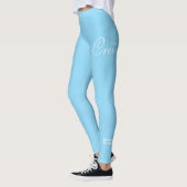 Custom Print Yoga Crew Baby Blue Leggings (Links)