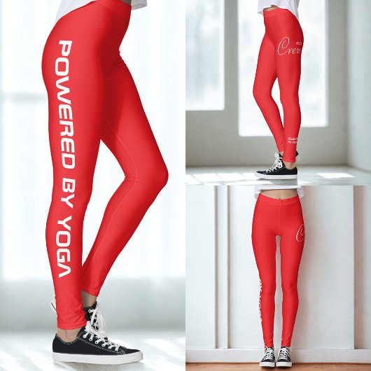 Custom Print Yoga Crew Bright Red Leggings