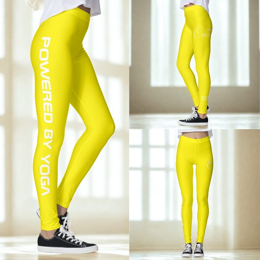 Custom Print Yoga Crew Bright Yellow Leggings