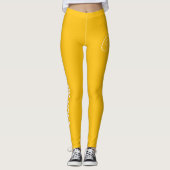 Custom Print Yoga Crew Bright Yellow Orange Leggings (Vorderseite)
