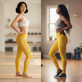 Custom Print Yoga Crew Bright Yellow Orange Leggings