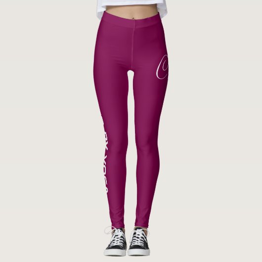 Custom Print Yoga Crew Dark Wine Leggings (Vorderseite)