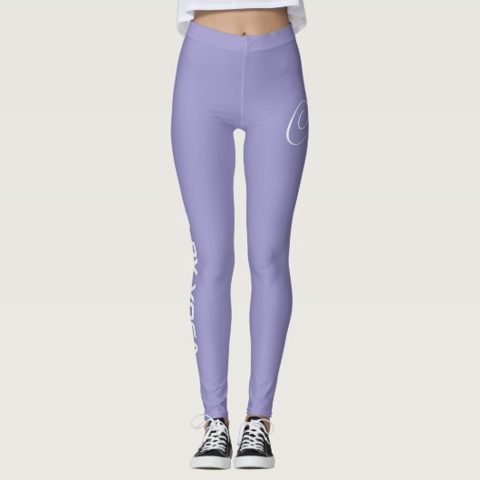 Custom Print Yoga Crew Pale Purple Lavender Leggings (Vorderseite)