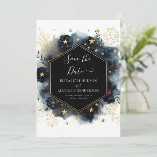 Custom Printable Celestial Wedding Save The Date (Stehend Vorderseite)