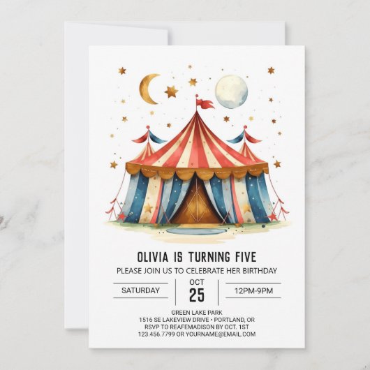 Custom Printable Joy Circus Geburtstag Einladung (Vorderseite)