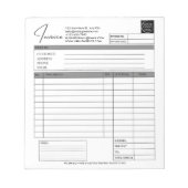 Custom Printable Order Form Business Logo Invoice Notizblock (Vorderseite)
