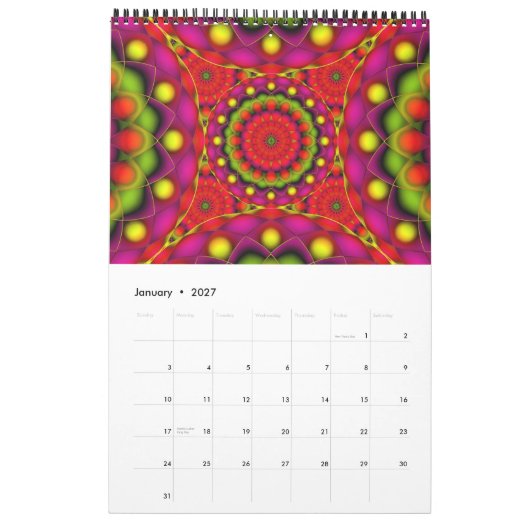 Custom Printed Calendar 2014 Mandala Psychedelic Kalender (Jan 2027)