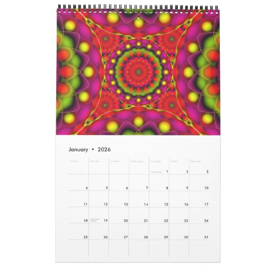 Custom Printed Calendar 2014 Mandala Psychedelic Kalender (Jan 2026)