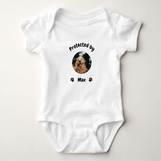 Custom Proctected by Dog Baby, Personalized Dog Baby Strampler (Vorderseite)