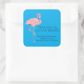 Custom Product Labels Beach Theme Flamingo Quadratischer Aufkleber (Tasche)