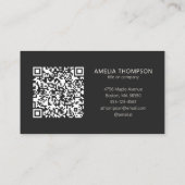 Custom Professional Business Logo Black QR Code Visitenkarte (Rückseite)