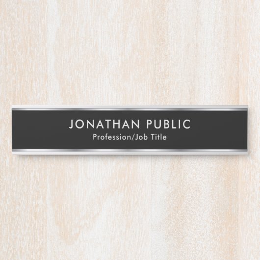 Custom Professional Elegant Black And Silver Home Türschild (Vorderseite )