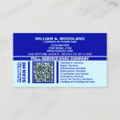 Custom Professional Logo & License | Blue AC HVAC Visitenkarte (Rückseite)
