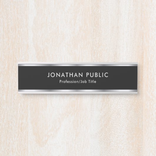 Custom Professional Modern Design Black And Silver Türschild (Vorderseite )