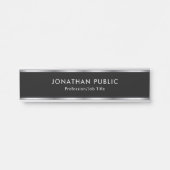 Custom Professional Modern Design Black And Silver Türschild (Vorderseite )