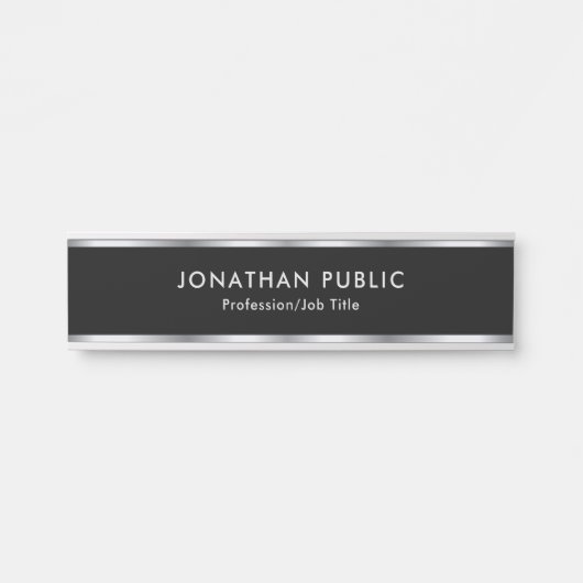 Custom Professional Modern Design Black And Silver Türschild (Vorderseite )