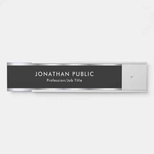 Custom Professional Modern Design Black And Silver Türschild (Vorderseite )