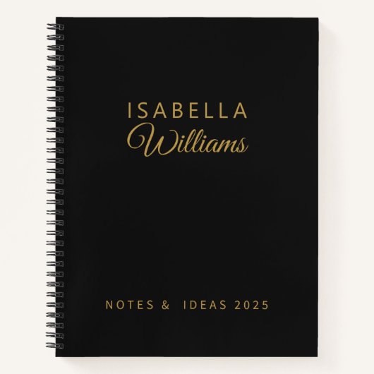 Custom Professional Notebook Modern Black Gold Notizblock (Vorderseite)