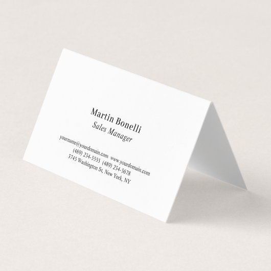 Custom Professional Plain Black & White Classical Visitenkarten (Vorderseite)