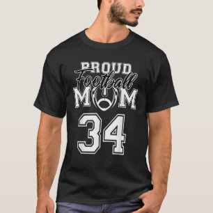 Custom Proud Football Mama Nr. 34 Personalisiert W T-Shirt