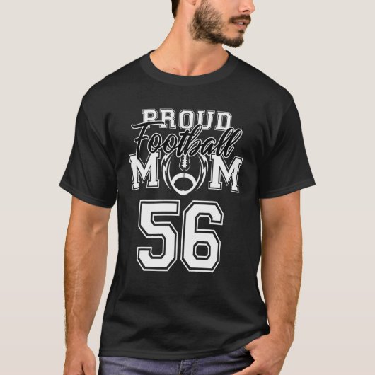 Custom Proud Football Mama Nr. 56 Personalisiert W T-Shirt (Vorderseite)