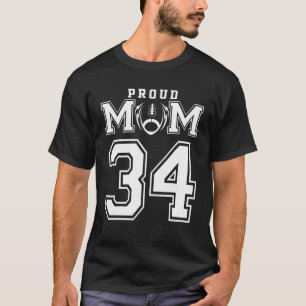 Custom Proud Football Mama Number 34 Personalisier T-Shirt