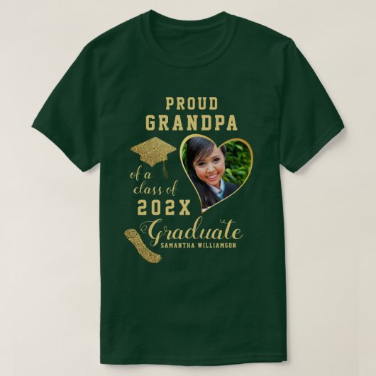Custom Proud Grandpa einer Klasse von 2025 Graduat T-Shirt (Design vorne)