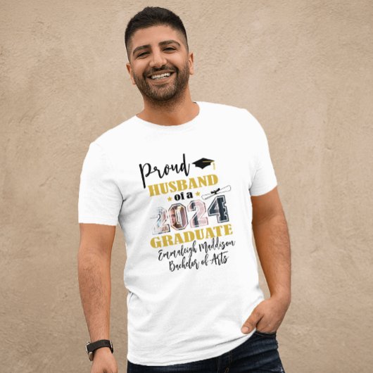 Custom Proud Husband Foto 2024 Graduate T-Shirt