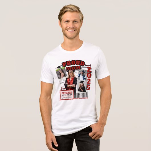 Custom Proud-Mama der Klasse 2025 Graduate Foto Tri-Blend Shirt (Vorderseite voll)