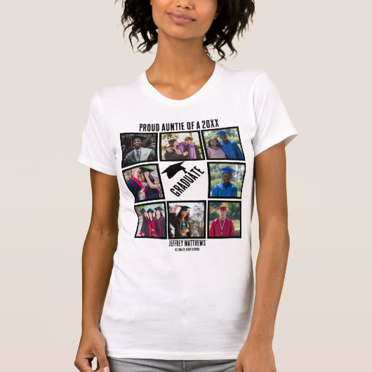 Custom Proud Tanten Abschluss FotoCollage T-Shirt (Vorderseite)