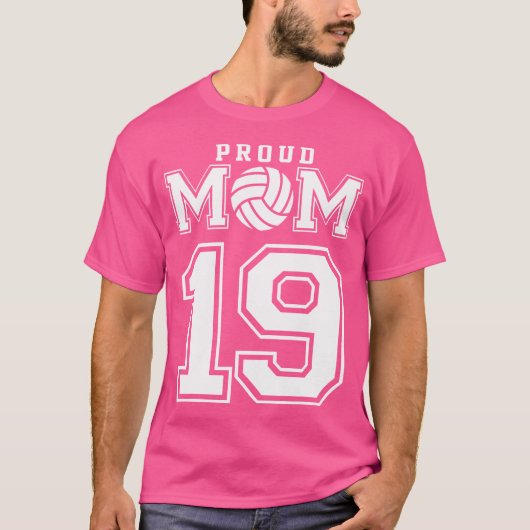 Custom Proud Volleyball Mama Nummer 19 Personalisi T-Shirt (Vorderseite)